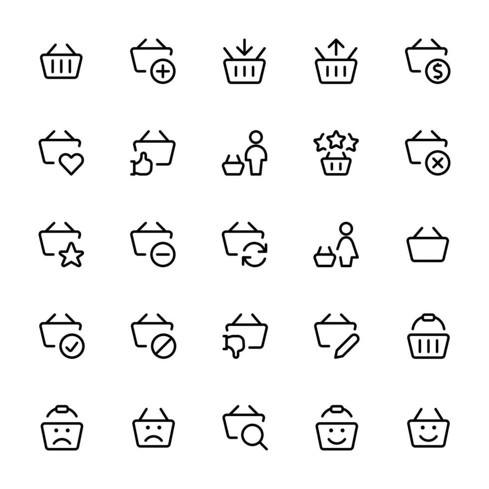 compras cesta ícones, conectados compras, carrinho. plano vetor ícone para aplicativos, ui e sites.