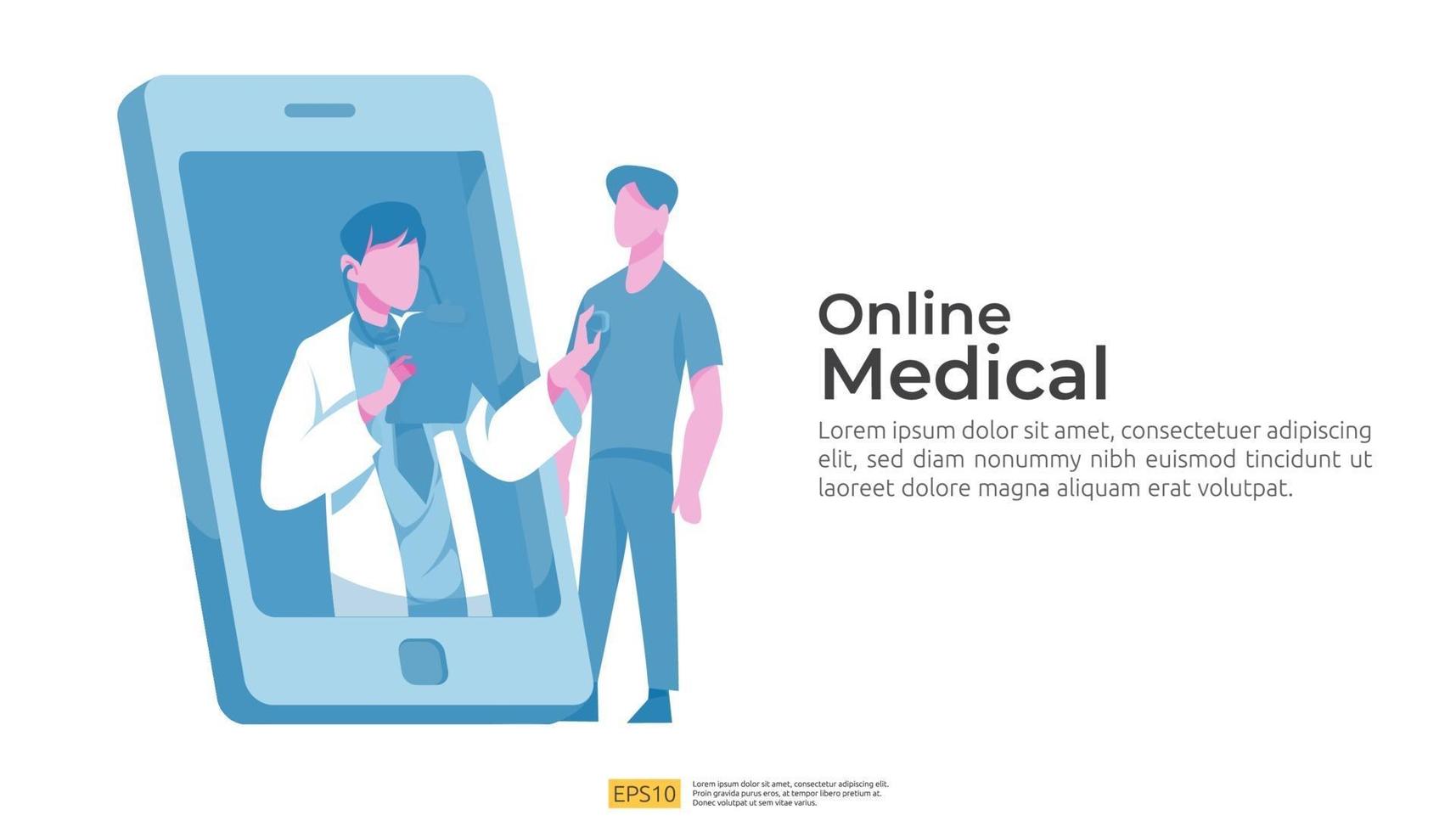 Ligue e converse o conceito de suporte médico. serviço de saúde online vetor