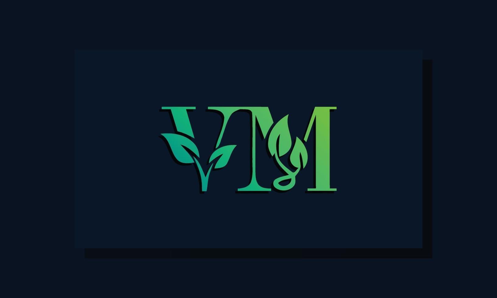 logotipo vm inicial em estilo folha mínimo vetor