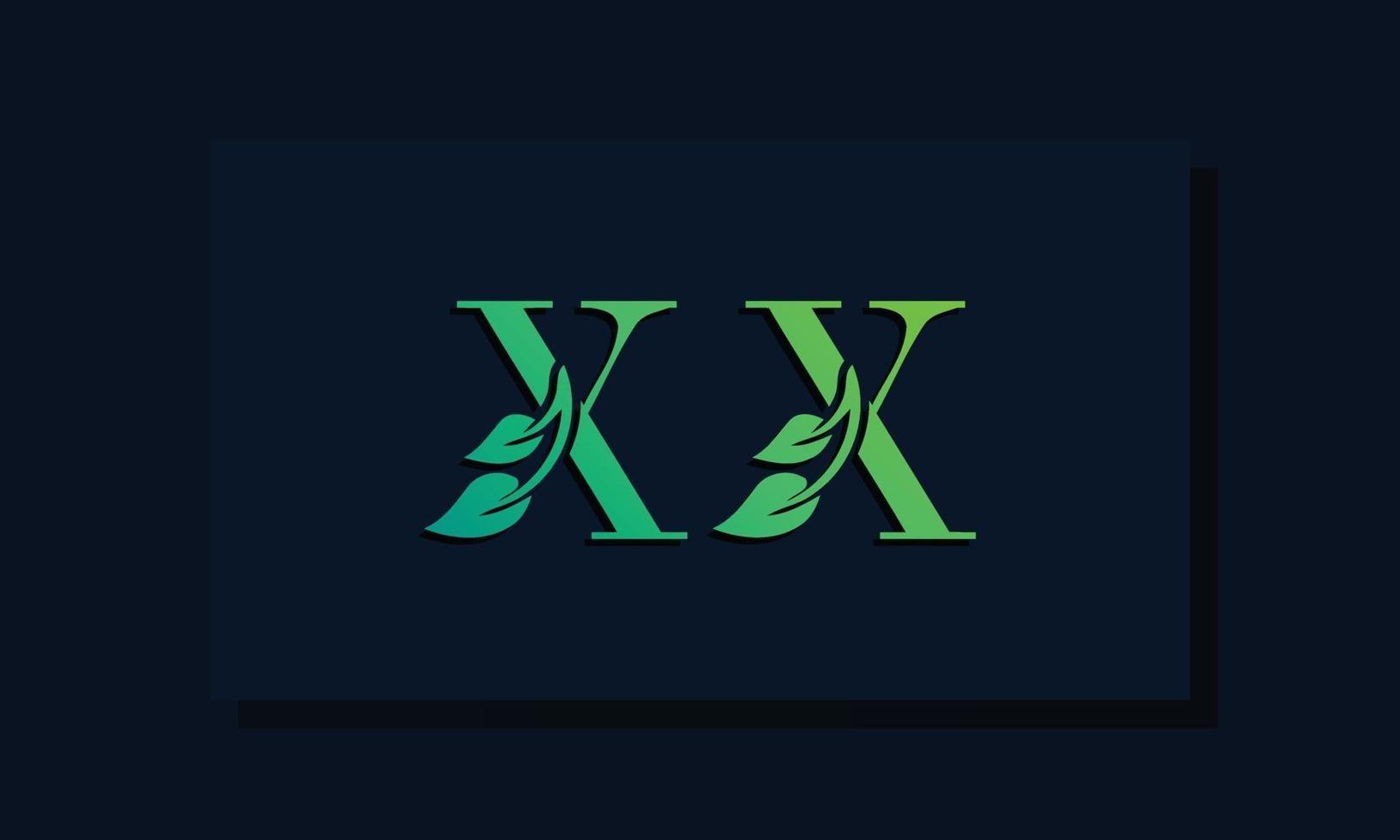 logotipo xx inicial em estilo folha mínimo vetor