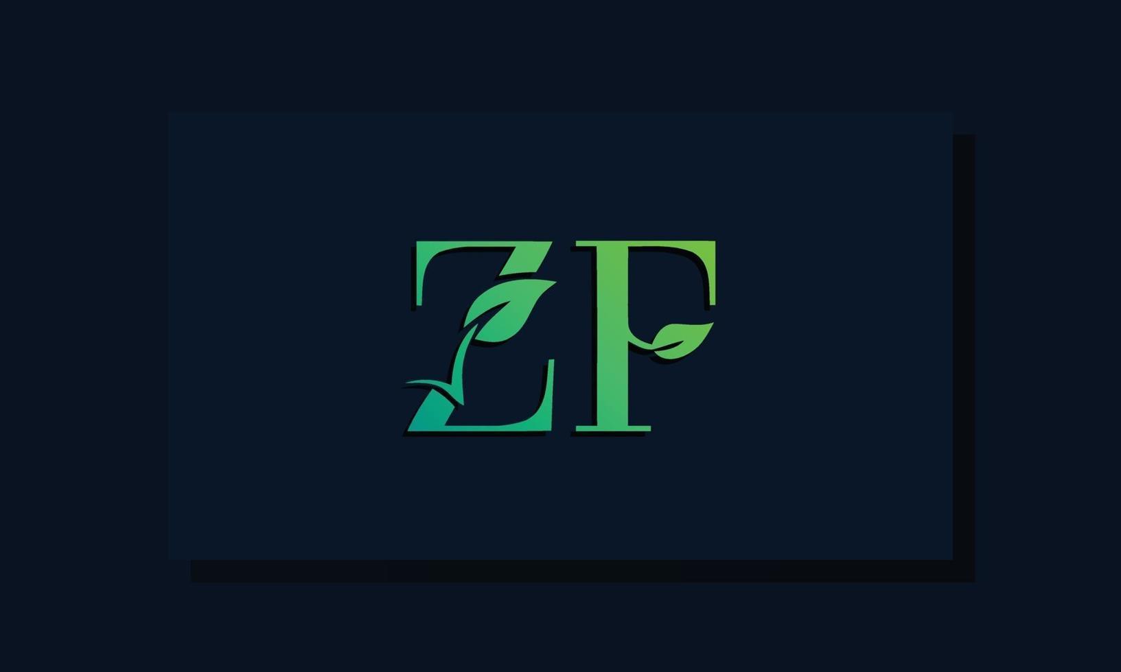 logotipo zf inicial em estilo folha mínimo vetor