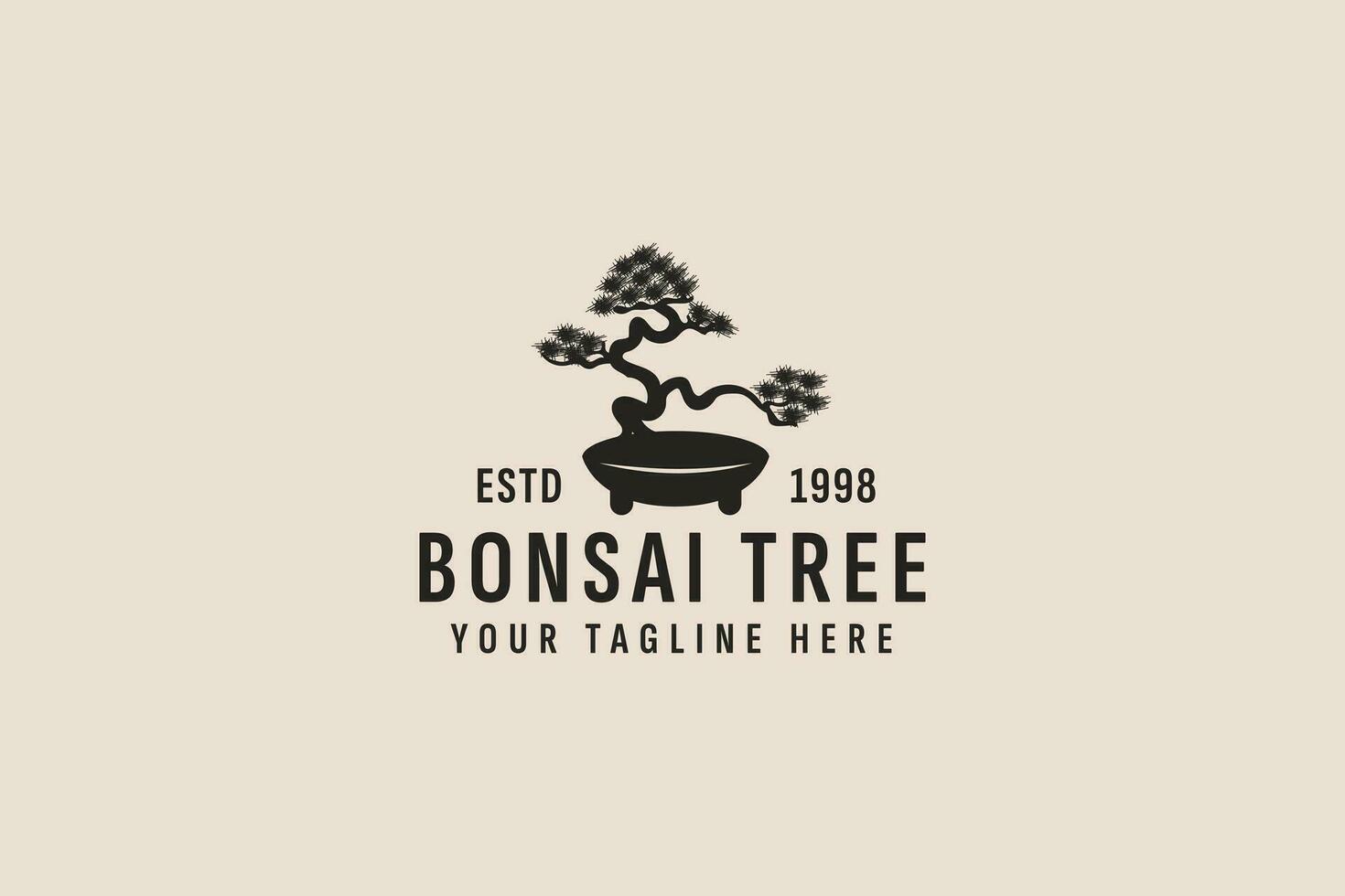 vintage estilo bonsai logotipo vetor ícone ilustração