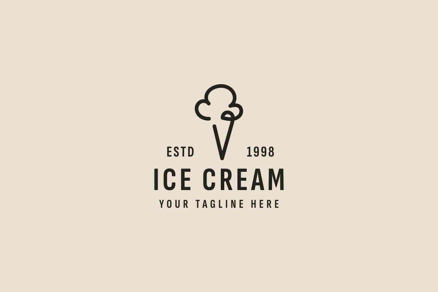 vintage estilo gelo creme logotipo vetor ícone ilustração