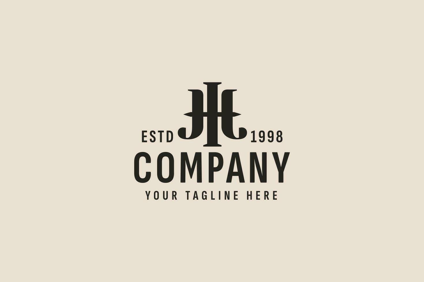 vintage estilo carta j e h logotipo vetor ícone ilustração