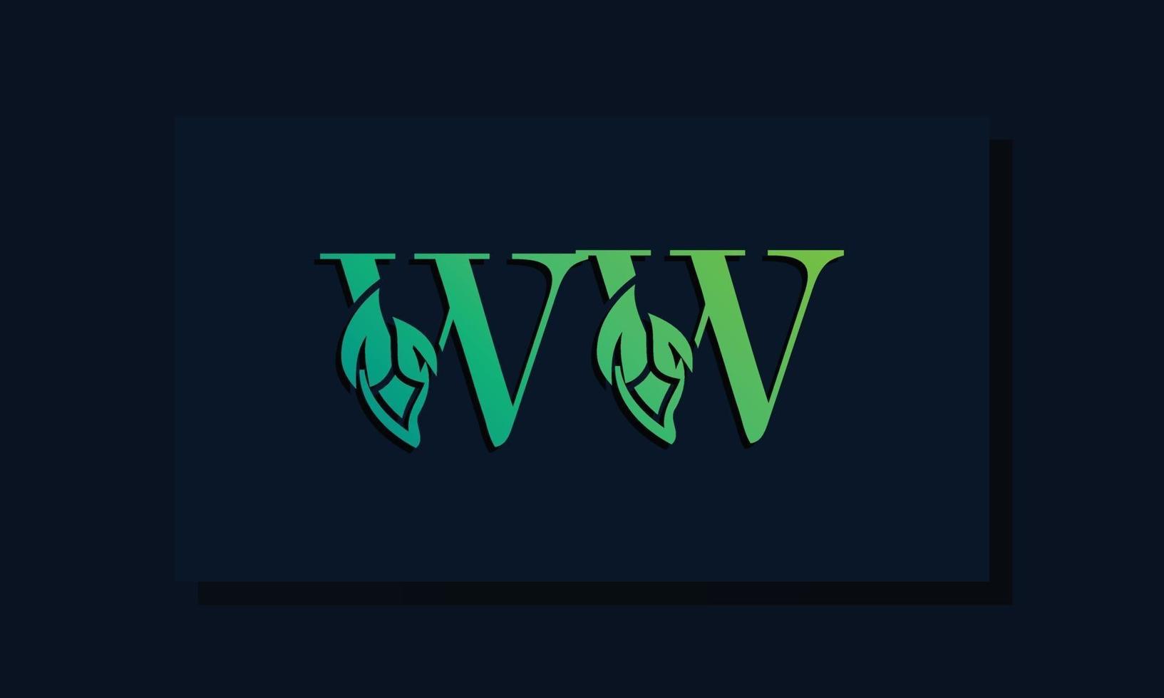 logotipo ww inicial de estilo folha mínimo vetor