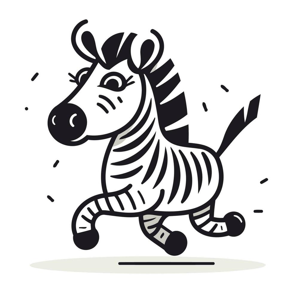 zebra zebra corrida desenho animado rabisco ícone. vetor ilustração