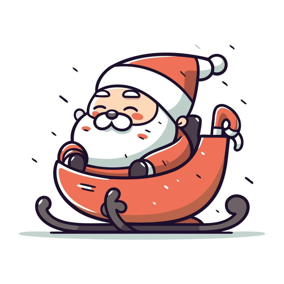 desenho animado santa claus dentro uma trenó. vetor ilustração.