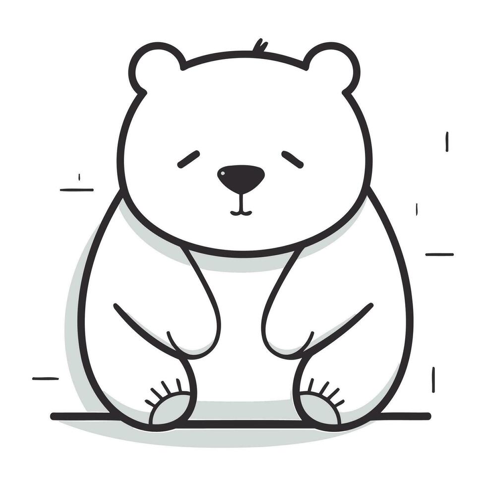 fofa polar Urso sentado em a chão. vetor ilustração dentro esboço estilo.