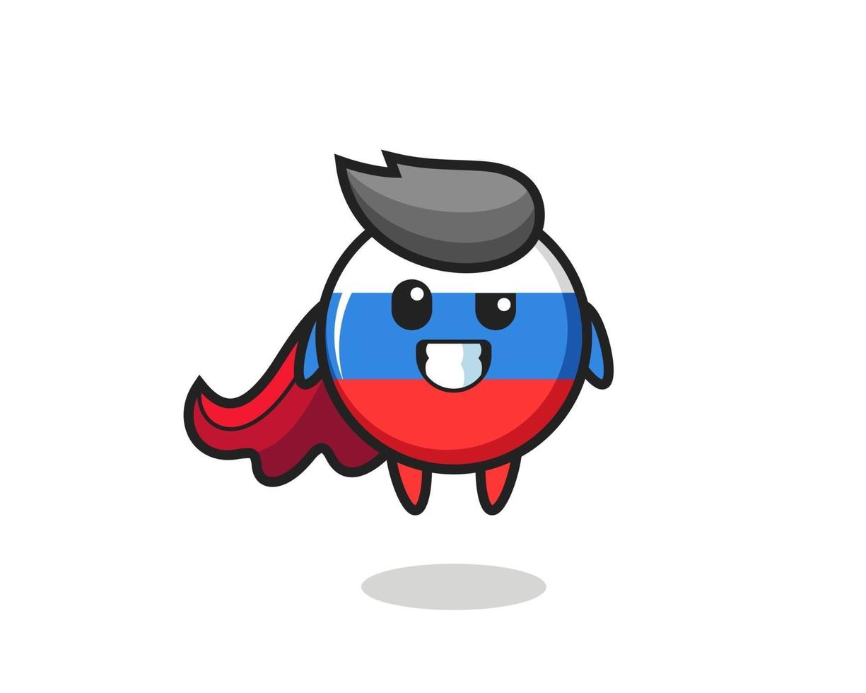 o personagem fofo da bandeira da Rússia como um super-herói voador vetor