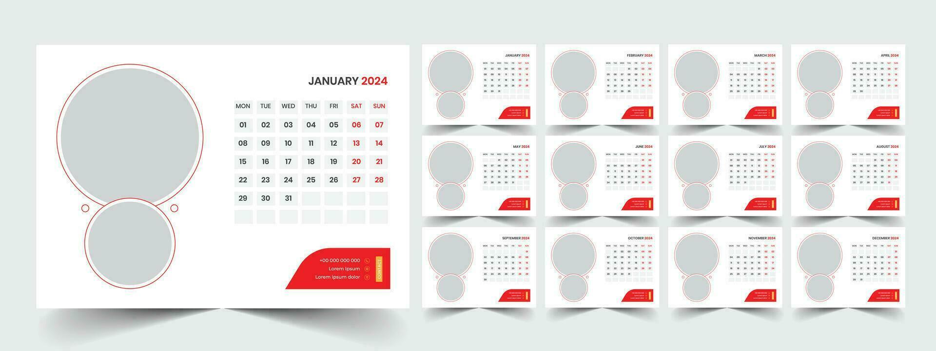 escrivaninha calendário modelo 2024 vetor