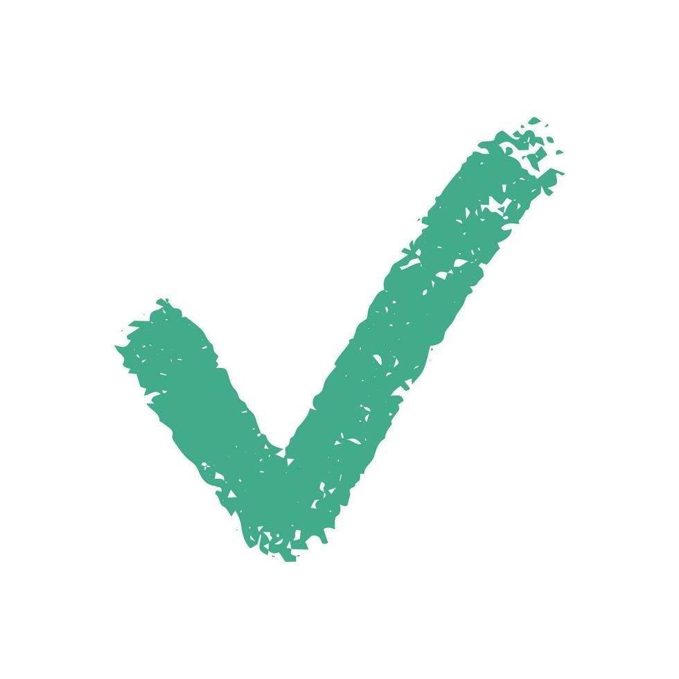 fofa rabisco elemento isolado em branco fundo. verde marca de verificação desenhado dentro tinta, aprovação, voto para. vetor