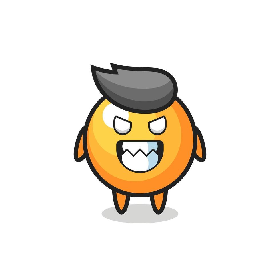 expressão maligna do personagem mascote bonito da bola de pingue-pongue vetor