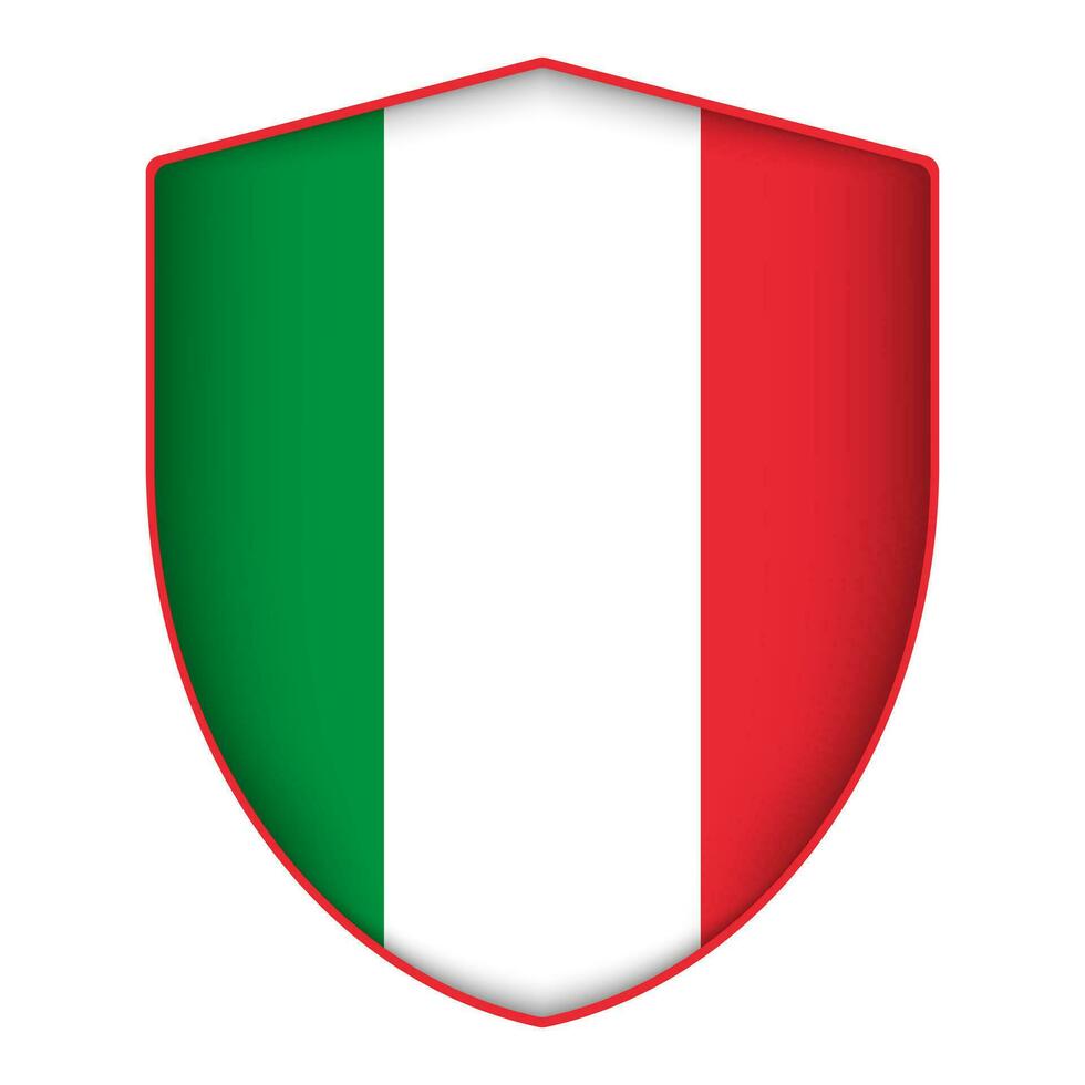 Itália bandeira dentro escudo forma. vetor ilustração.