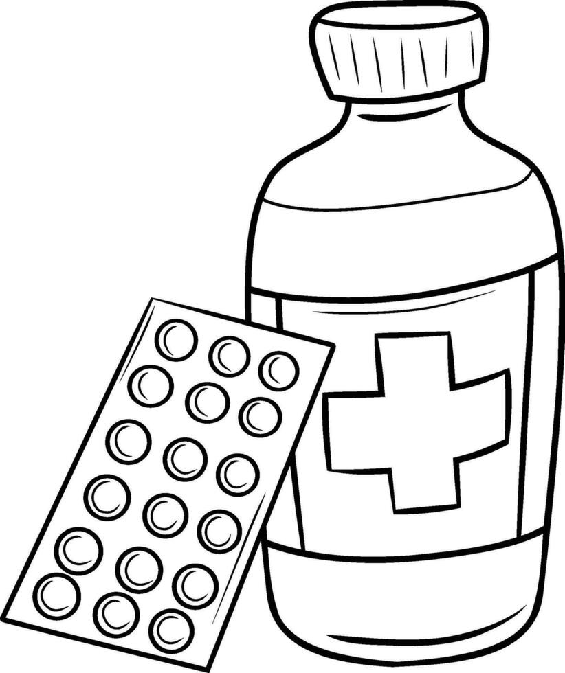 mão desenhado médico pílulas isolado clipart vetor