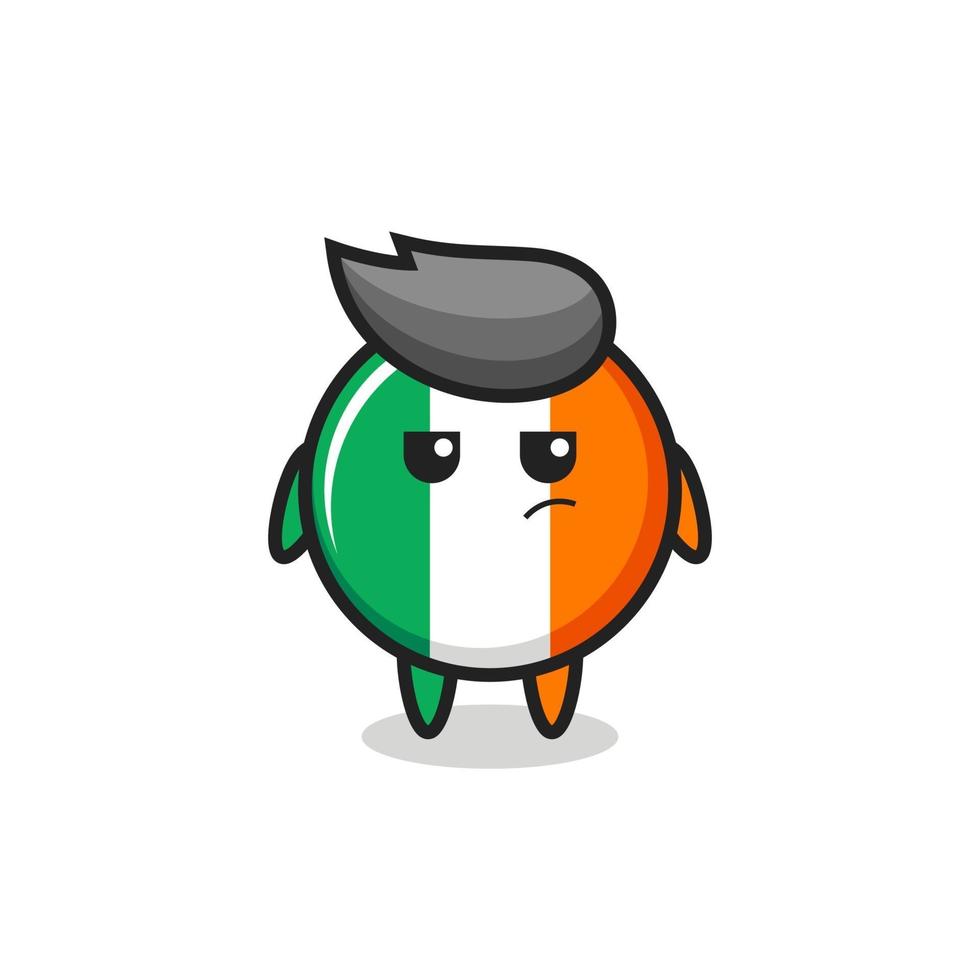 Personagem fofa do distintivo da bandeira da Irlanda com expressão suspeita vetor