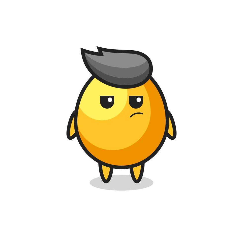 personagem de ovo de ouro fofo com expressão suspeita vetor