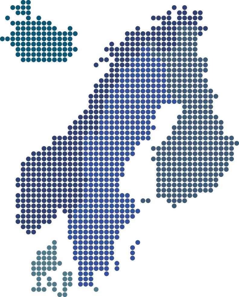 mapa dos condados nórdicos da forma do círculo no fundo branco. vetor