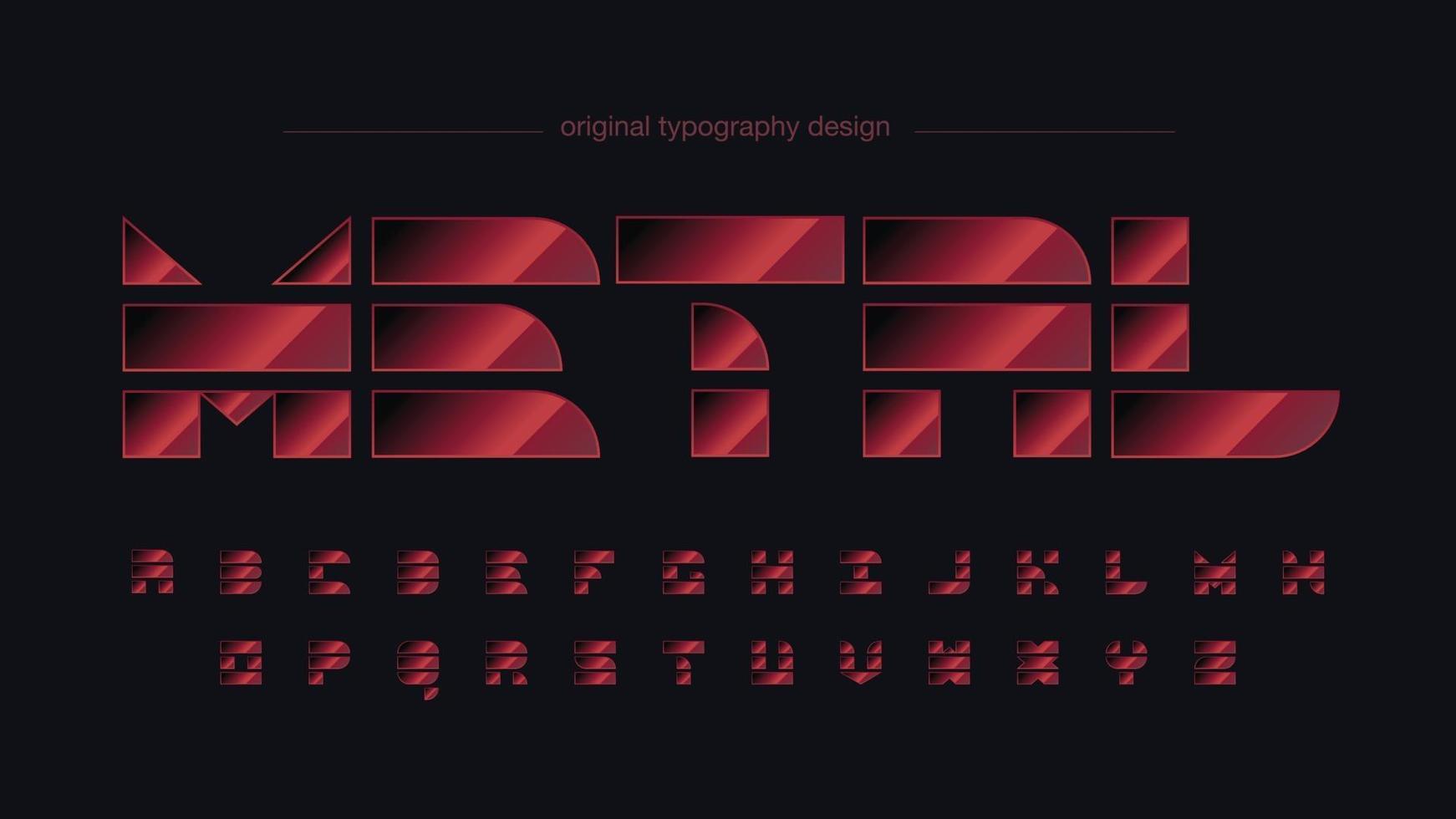tipografia de formas abstratas metálicas vermelhas vetor