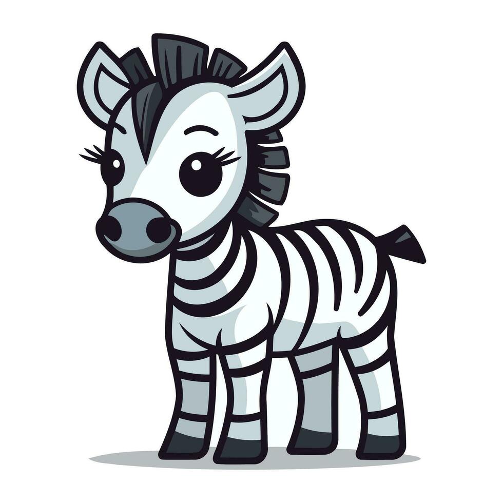 fofa zebra desenho animado personagem vetor ilustração. fofa desenho animado zebra.