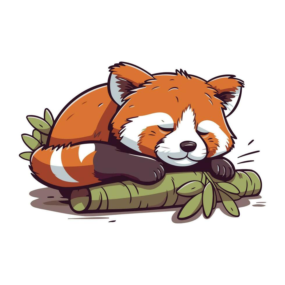 fofa vermelho panda dormindo em uma ramo. vetor ilustração.
