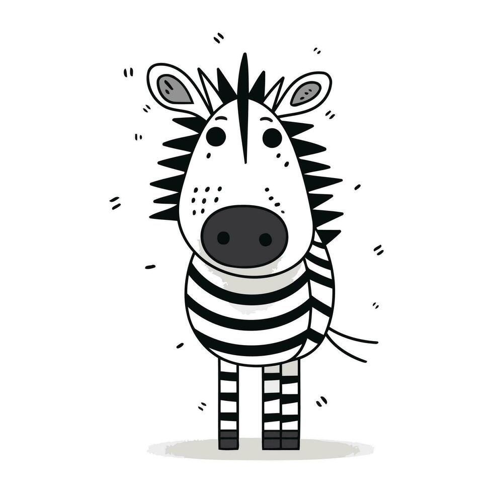 zebra rabisco vetor ilustração. fofa desenho animado zebra.