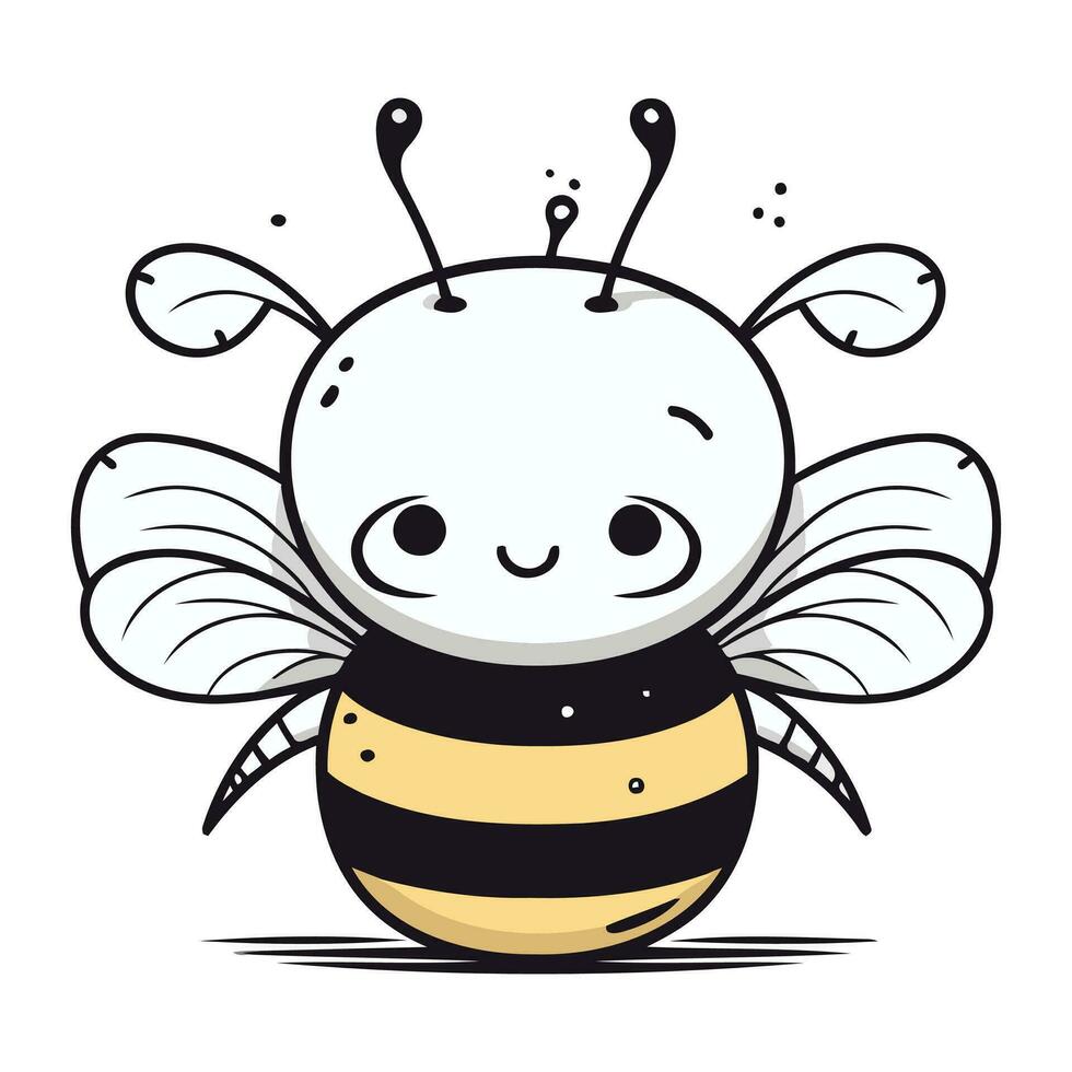 fofa desenho animado abelha. vetor ilustração. isolado em branco fundo.