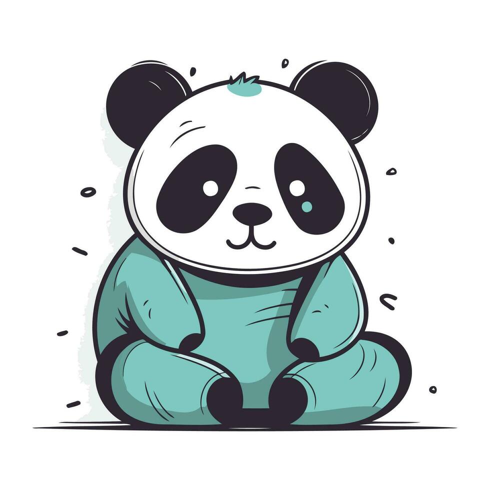 fofa desenho animado panda urso. vetor ilustração em branco fundo.