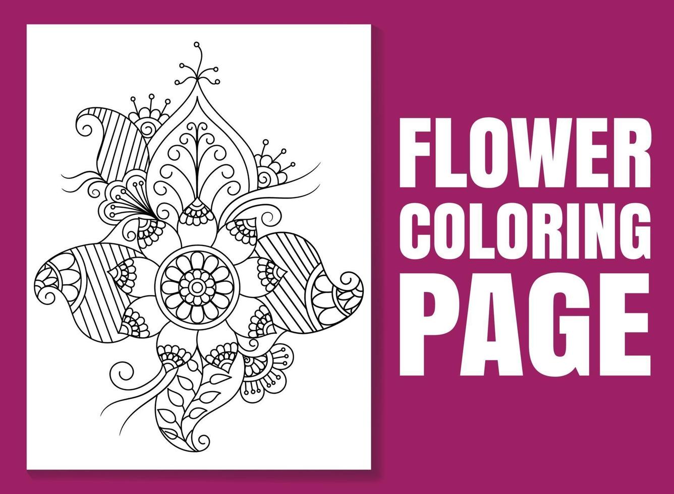 página para colorir de flores para adultos e crianças. vetor