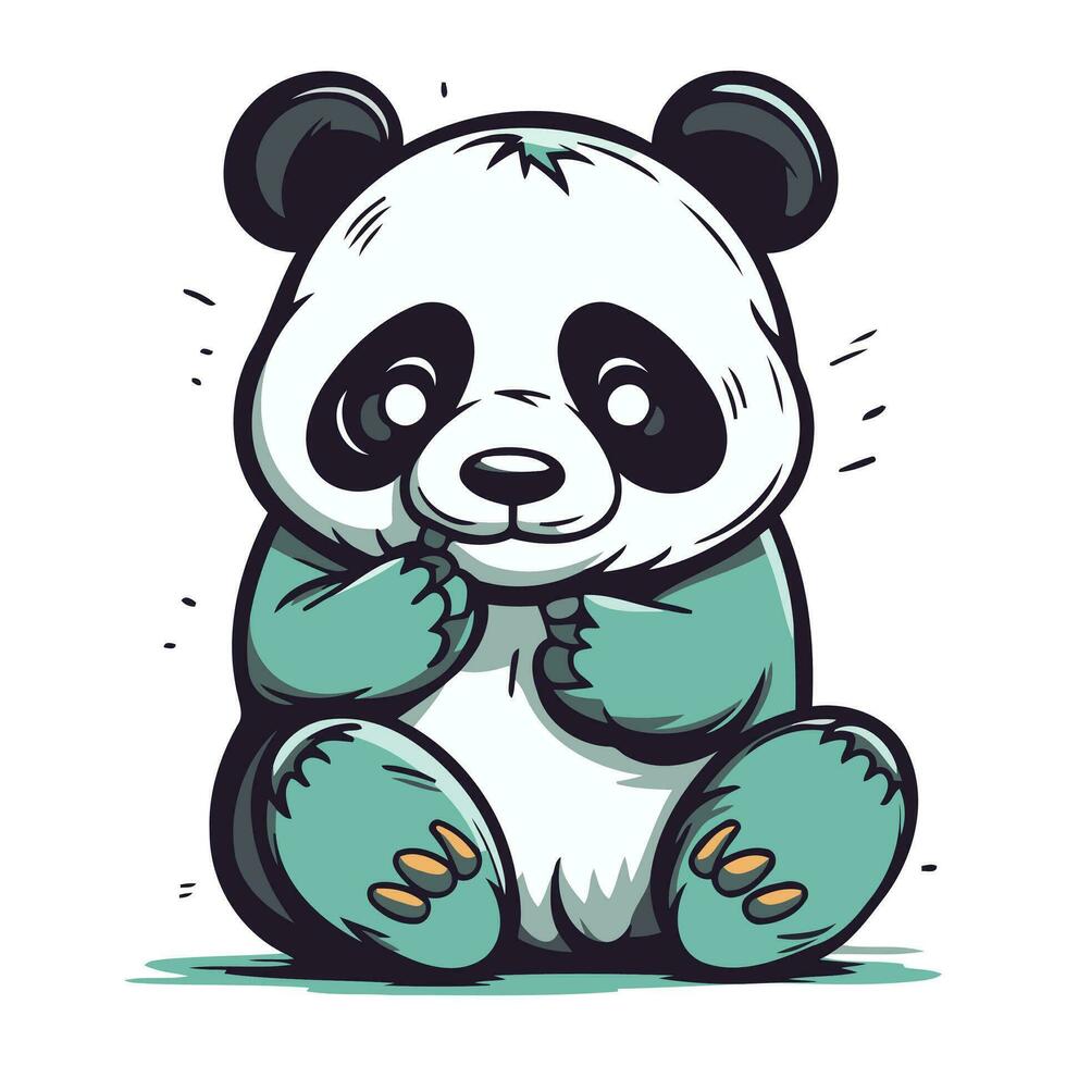 fofa desenho animado panda sentado. vetor ilustração isolado em branco fundo.