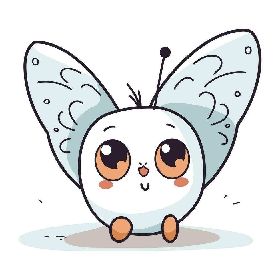 fofa borboleta desenho animado personagem vetor ilustração. fofa kawaii desenho animado borboleta.
