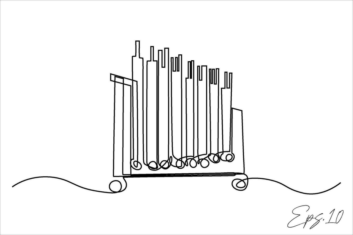 contínuo linha arte desenhando do a Angklung musical instrumento vetor