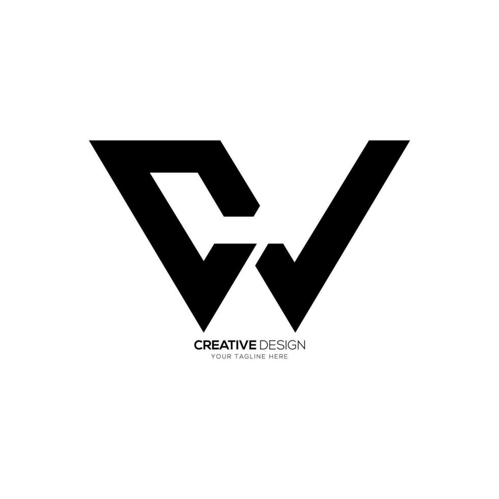 carta cw inicial moderno formas alfabeto único tipografia logotipo conceito vetor
