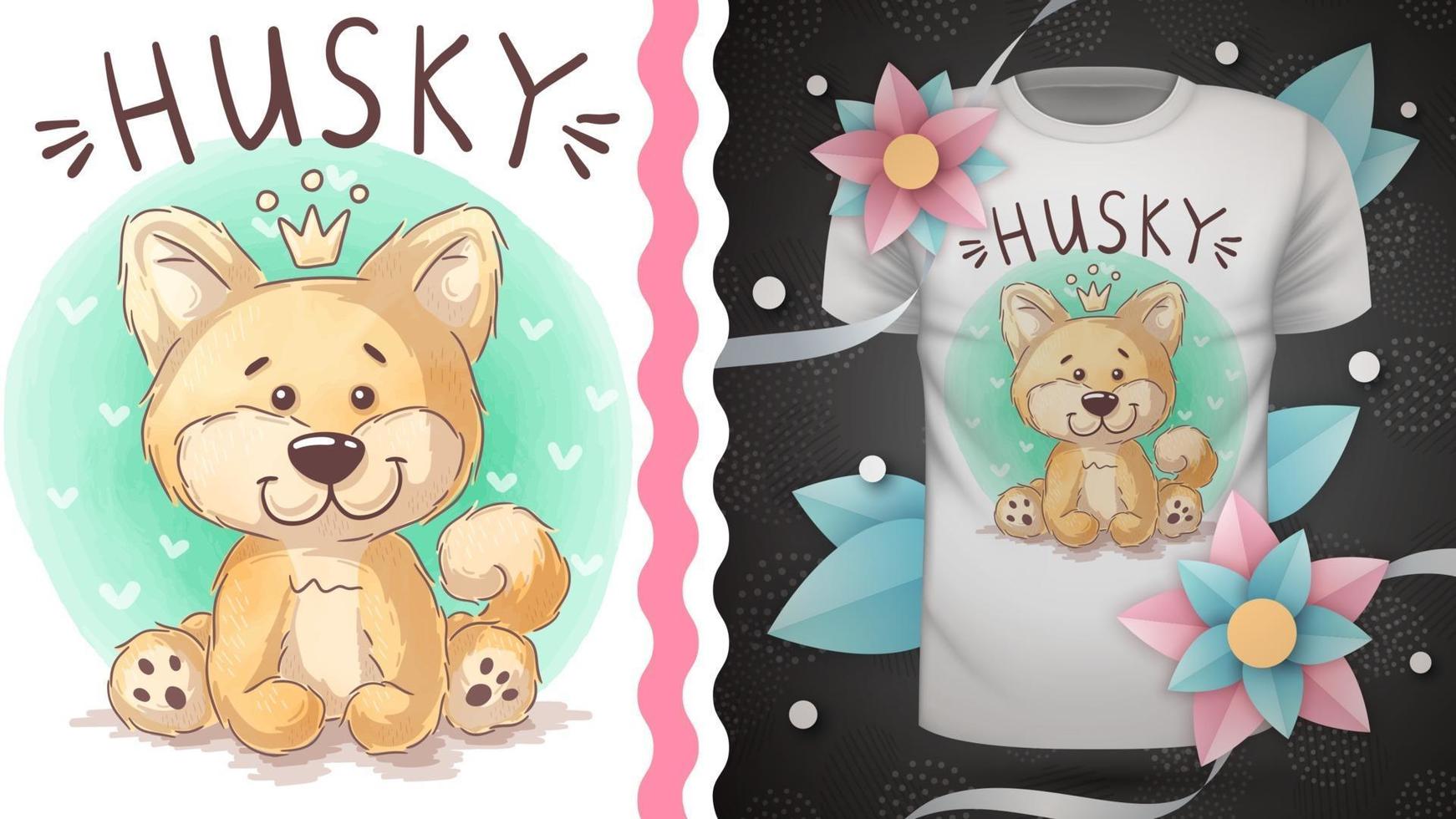 bonito personagem de desenho animado cão husky vetor