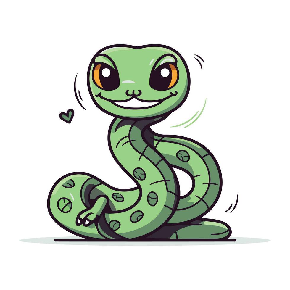 fofa desenho animado verde serpente. vetor ilustração isolado em branco fundo.