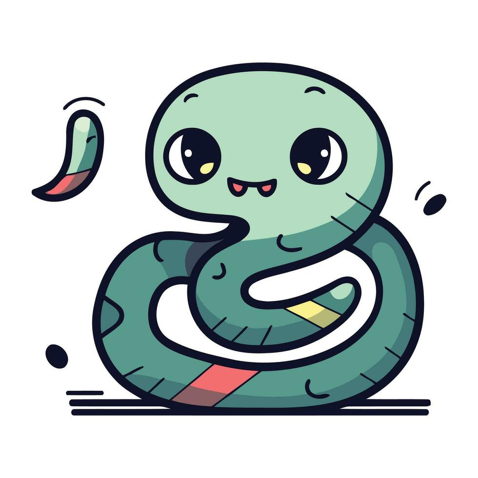 fofa desenho animado serpente. vetor ilustração. isolado em branco fundo.