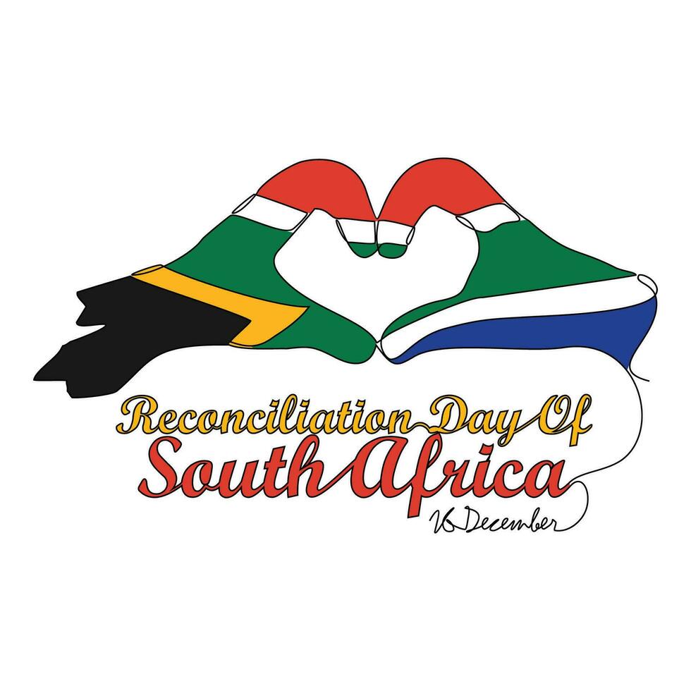 1 contínuo linha desenhando do reconciliação dia do sul África em dezembro 16º. sul África nacional dia Projeto dentro simples linear estilo. reconciliação dia do sul África Projeto conceito vetor .