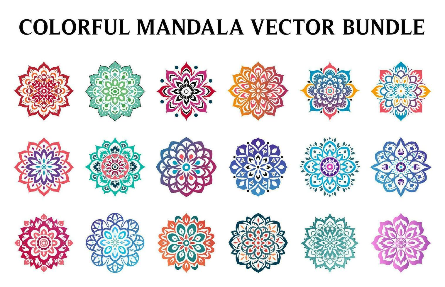 conjunto do colorida vetor mandala Projeto floral mandala arte, vintage círculo mandala arte vetor ilustração pacote, simples e mínimo lindo mandala vetor desenho, ornamental luxo mandala padronizar