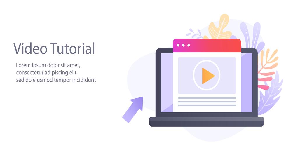 Vídeo tutorial para educação on-line. vetor