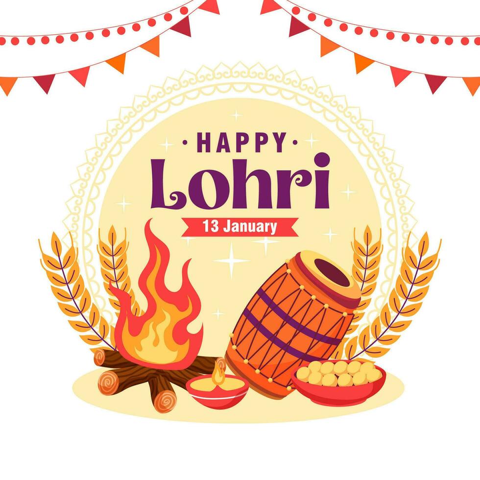 janeiro feliz lohri. Índia tradicional celebração dia ilustração vetor fundo. vetor eps 10