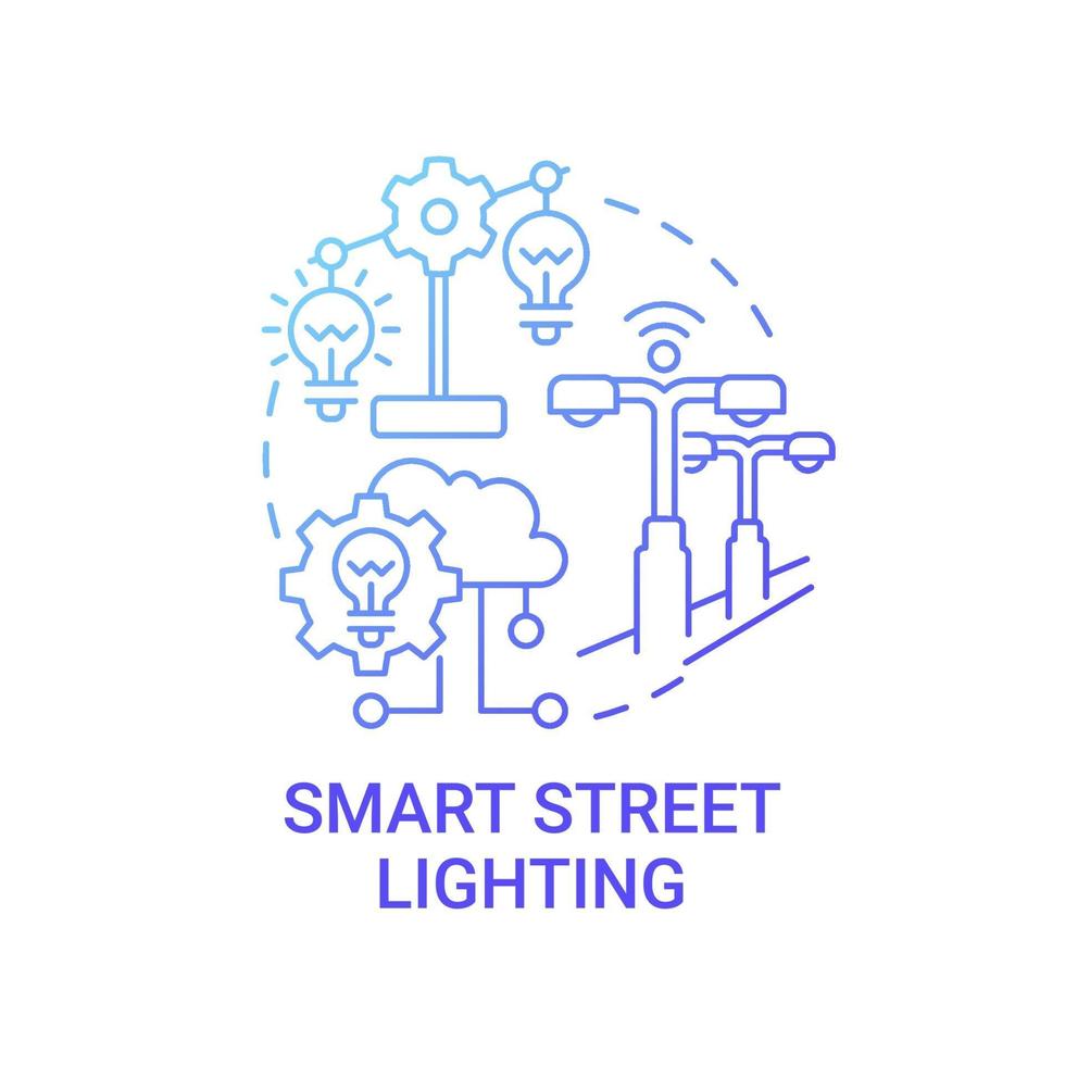 ícone de conceito de gradiente azul de iluminação pública inteligente vetor