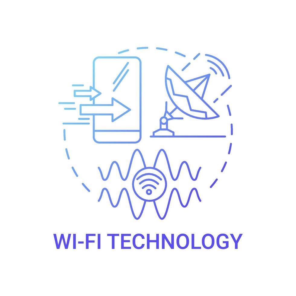 ícone de conceito de gradiente azul de tecnologia wi-fi vetor
