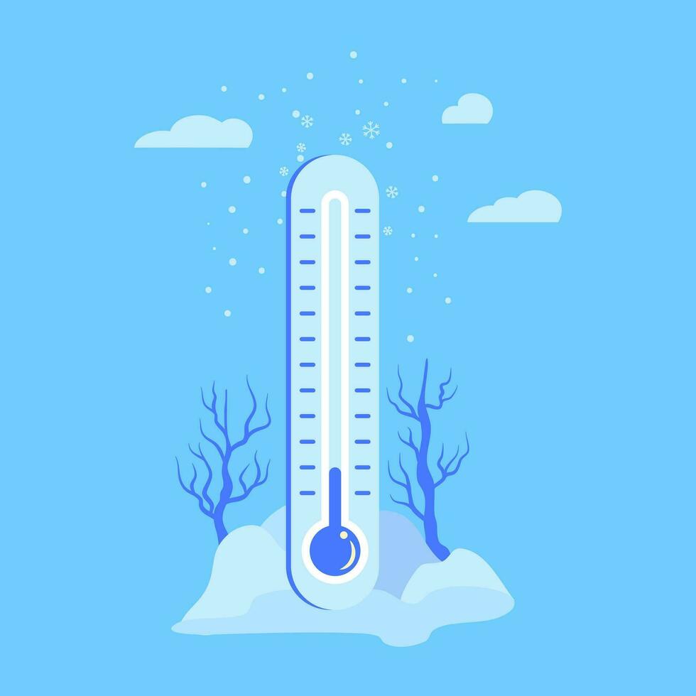 desenho animado cor meteorologia termômetro frio temperatura placa. vetor