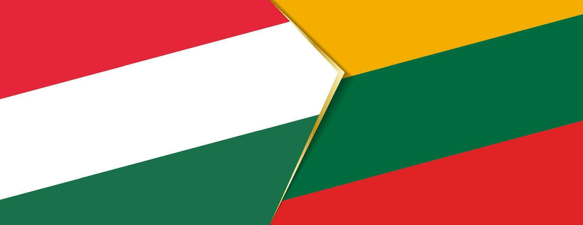 Hungria e Lituânia bandeiras, dois vetor bandeiras.