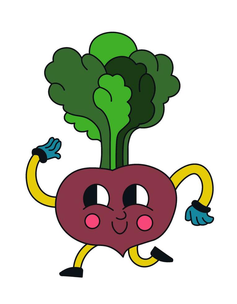 engraçado beterraba personagem feliz vegetal personagem vetor