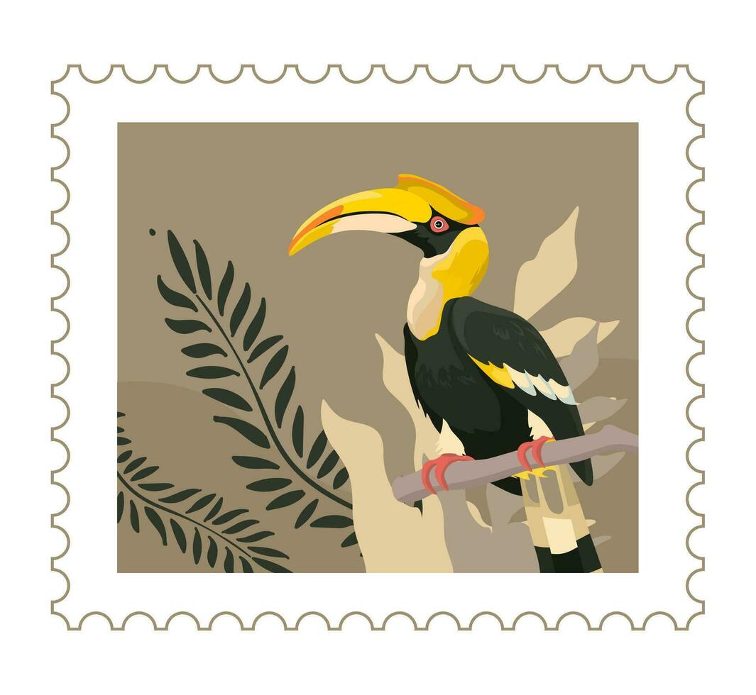 aviária animal, exótico pássaro postal marca vetores