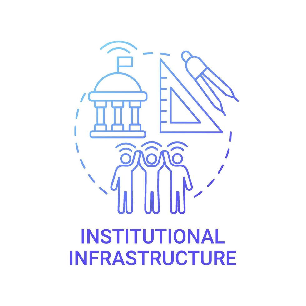 ícone de conceito de gradiente azul de infraestrutura institucional vetor