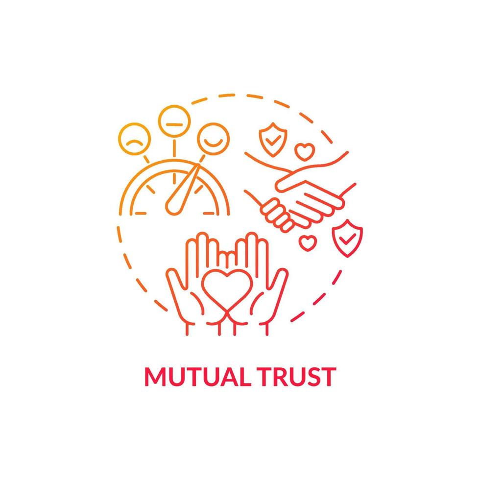ícone de conceito vermelho de confiança mútua vetor