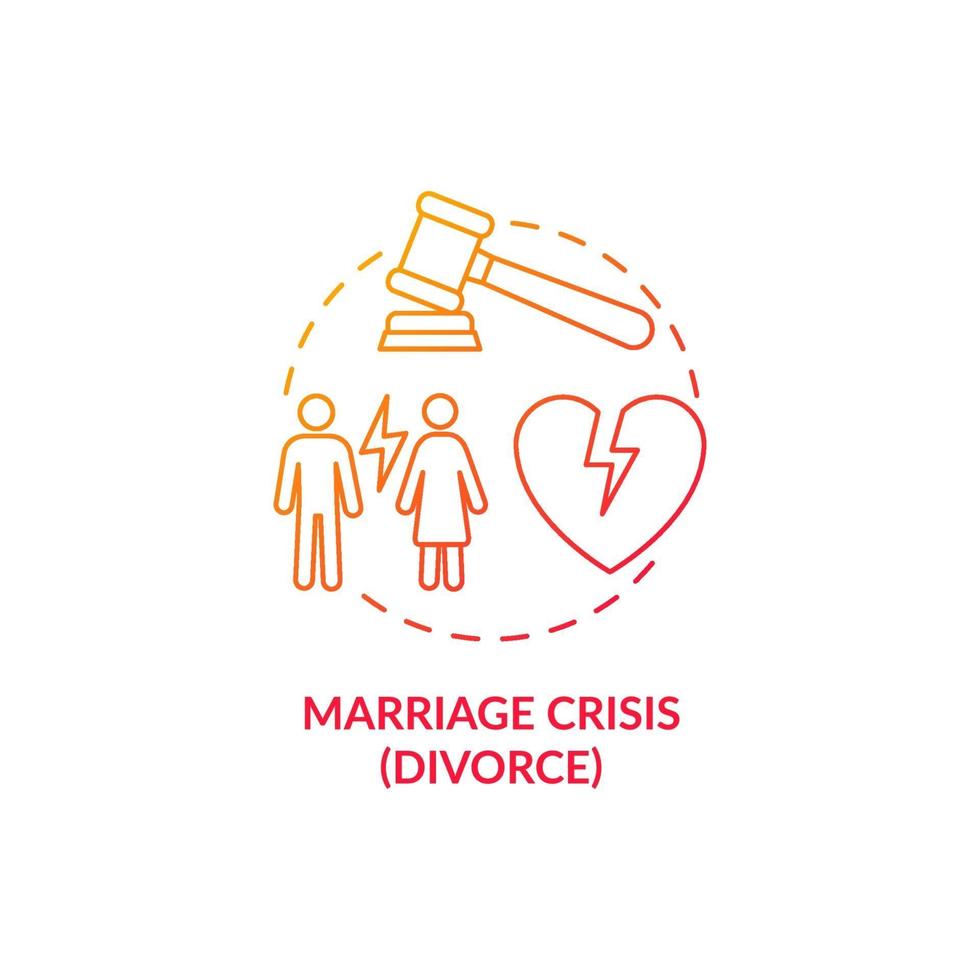 ícone de conceito vermelho de crise de casamento vetor