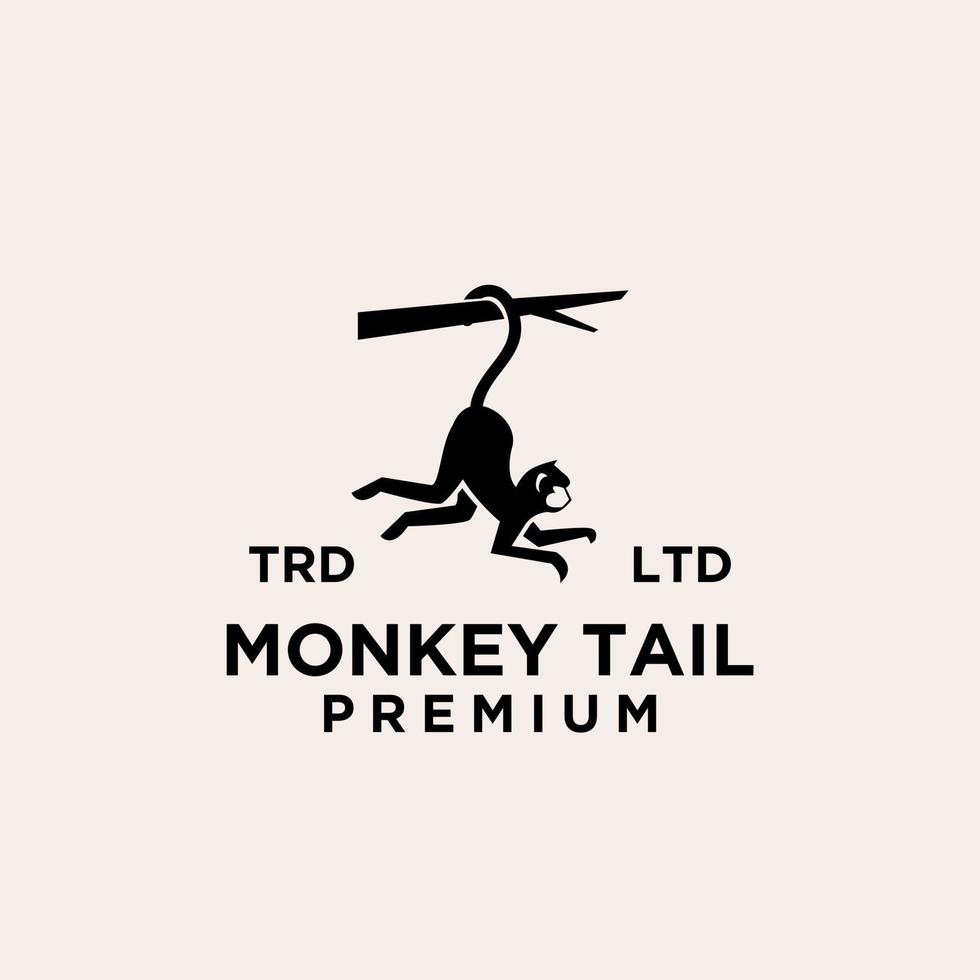 design de ilustração de ícone de logotipo de vetor de cauda de macaco minimalismo premium