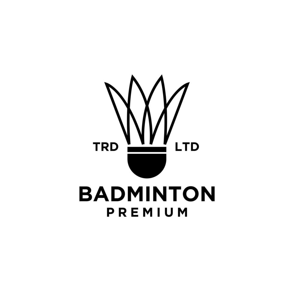 logotipo de design de ícone de vetor de peteca de badminton premium
